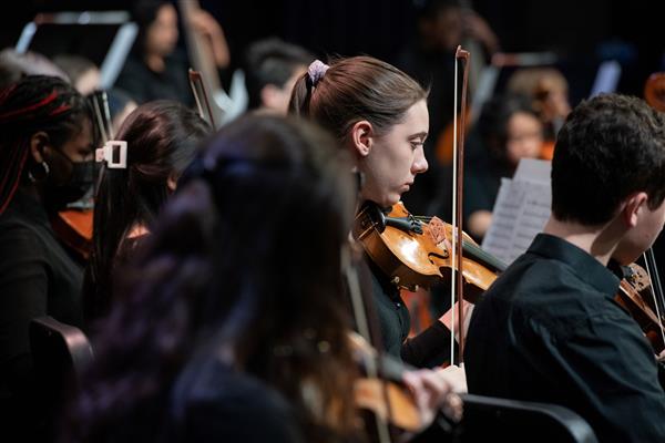 Students performing at the 2023-2024 All County Orchestra Concert